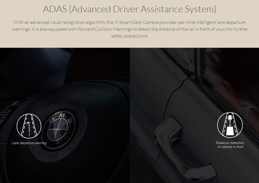 [International Edition] Xiaoyi Yi Smart Car DVR Dash Camera (Gold) + Car Suction Cup + 16GB Micro SD Card