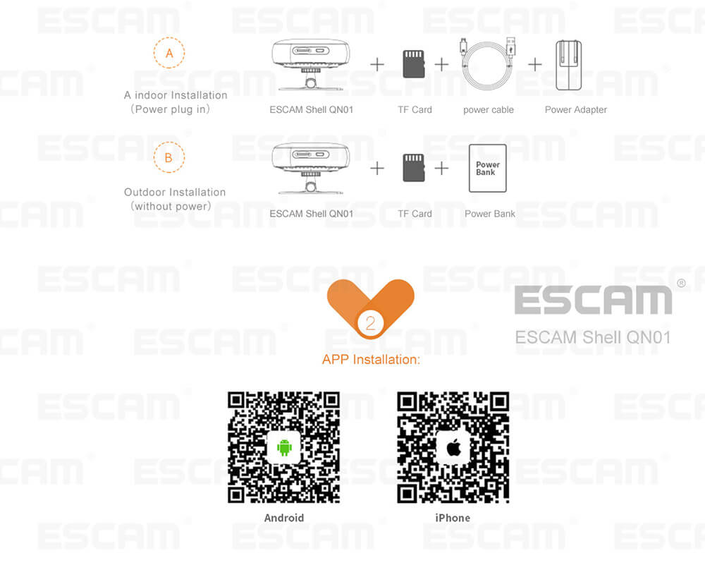 ESCAM Shell QN01 FHD 1080P WiFi Ambarella Chipet IP Camera Camcorder Night Vision Network Camera