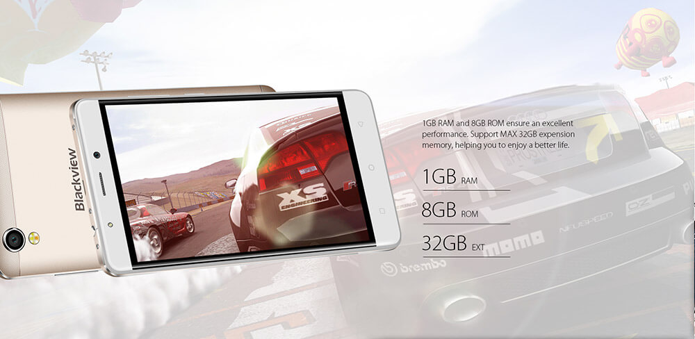 Blackview A8 5.0inch HD Screen 3G Smartphone Android 5.1 1GB RAM 8GB ROM MT6580A Quad Core 1.3GHz 8.0MP WIFI GPS - Gold