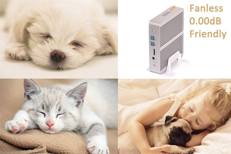 Hystou FMP03B Fanless Mini PC Intel Broadwell Core&trade; i5-5200U 4G/128G Dual HDMI WIFI Dual 1000M LAN SATA WIFI Bluetooth