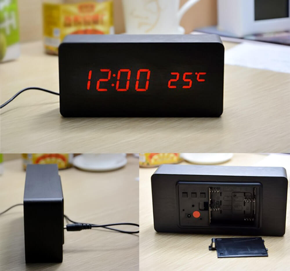 AJ6035 Digital LED Wooden Alarm Clock