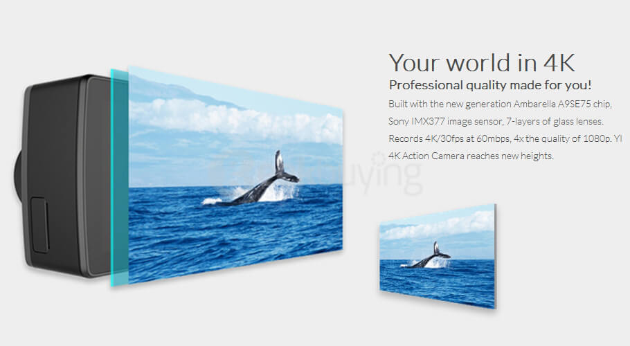 [HK Stock] [Package E] International Version Xiaoyi YI 4K Action Camera 2 (White) + Waterproof Case (White)