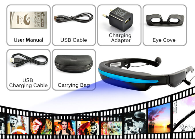 4GB Mobile Theatre Video Glasses with 52 Inch Virtual Screen