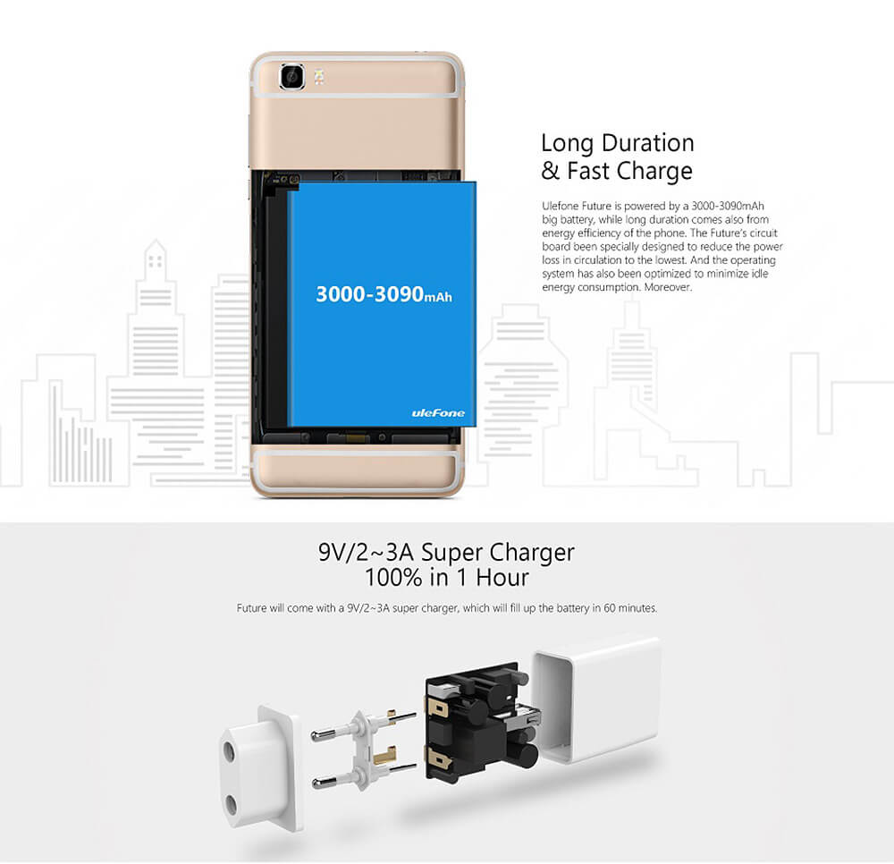 [HK Stock]Ulefone Future 5.5inch FHD 4G Android 6.0 MTK6755 Smartphone Octa Core 4GB RAM 32GB ROM 16.0MP Touch ID Type-C OTG Fast Charge - Golden