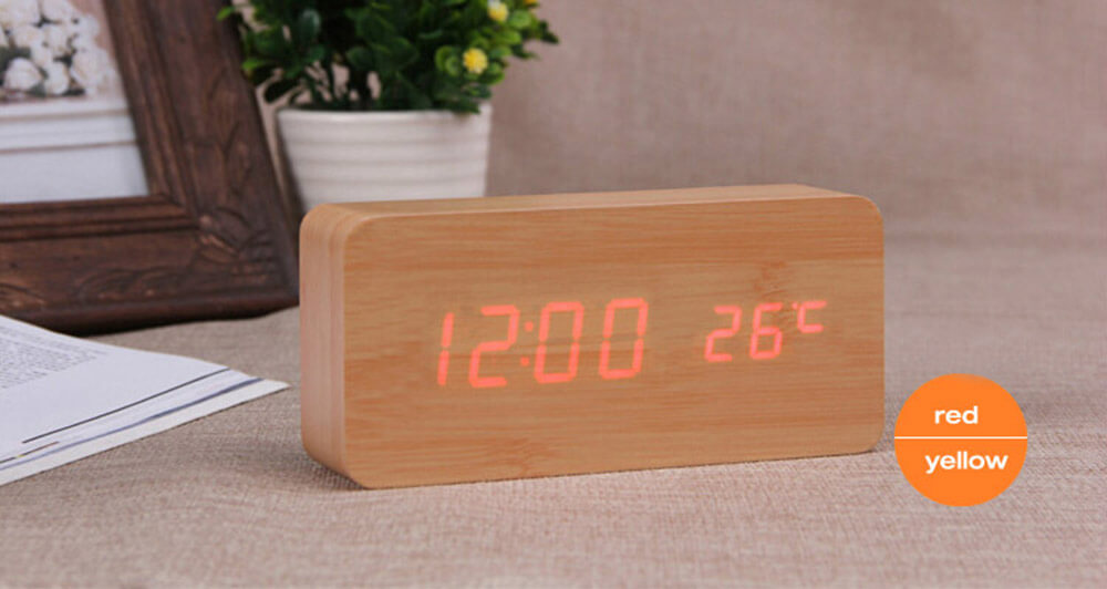 AJ6035 Digital LED Wooden Alarm Clock