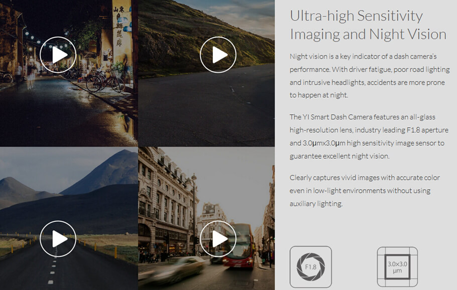 [International Edition] Xiaoyi Yi Smart Car DVR Dash Camera (Gold) + Car Suction Cup + 16GB Micro SD Card