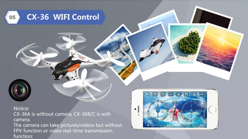 Cheerson CX-36C CX36C With 2MP Camera Mini WiFi APP Control RC Quadcopter RTF - White