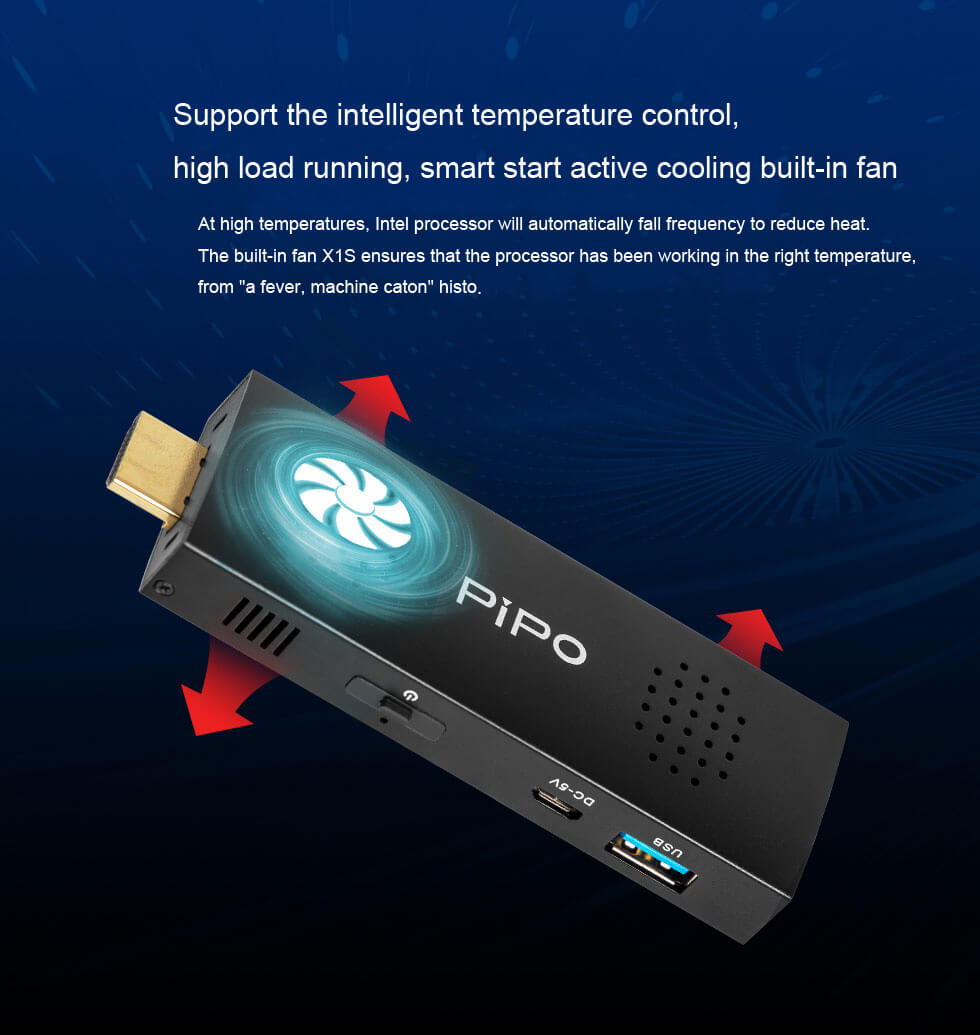 PIPO X1S Licensed Windows 10 Intel Cherry Trail Z8300 MINI PC 2G/32G WIFI Bluetooth Cooling fan