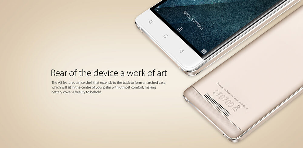 Blackview A8 5.0inch HD Screen 3G Smartphone Android 5.1 1GB RAM 8GB ROM MT6580A Quad Core 1.3GHz 8.0MP WIFI GPS - Gold