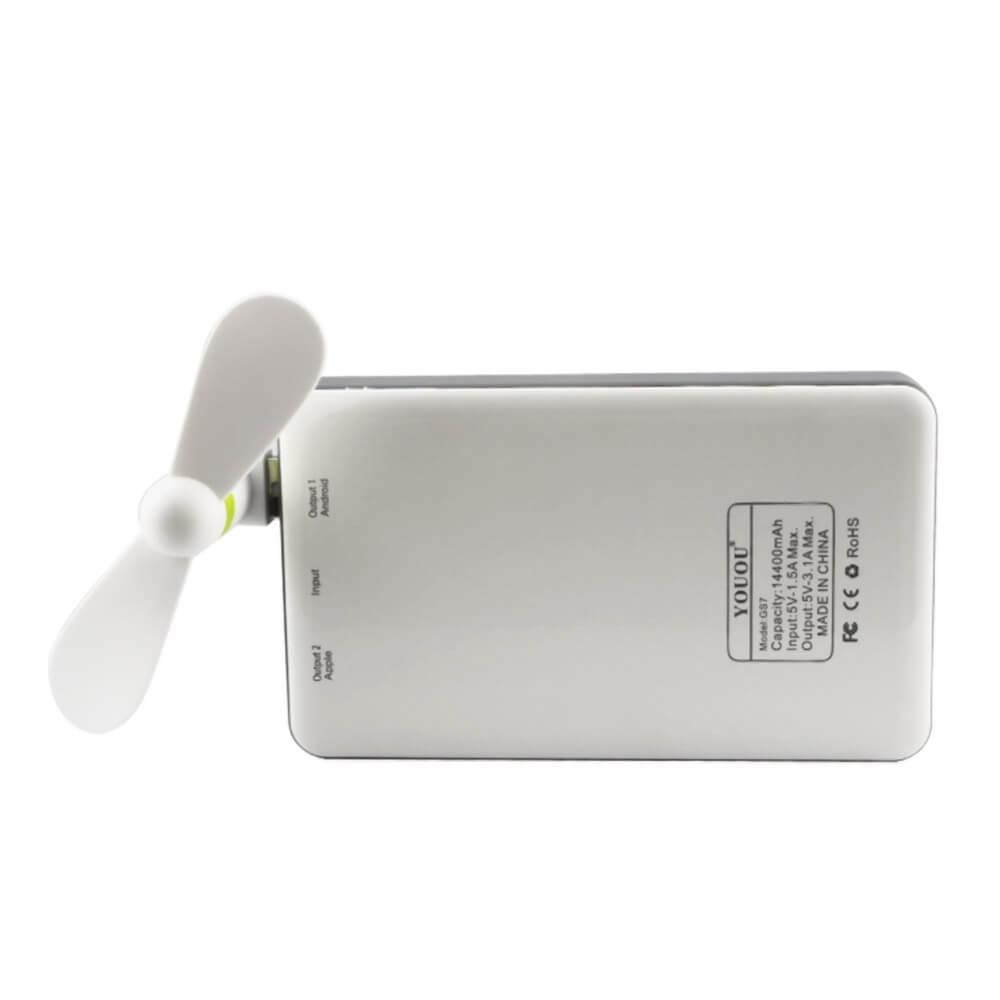 USB And Micro USB Two In One Colorful Mini Phone Fan For Android Phones And Devices With USB Ports - White