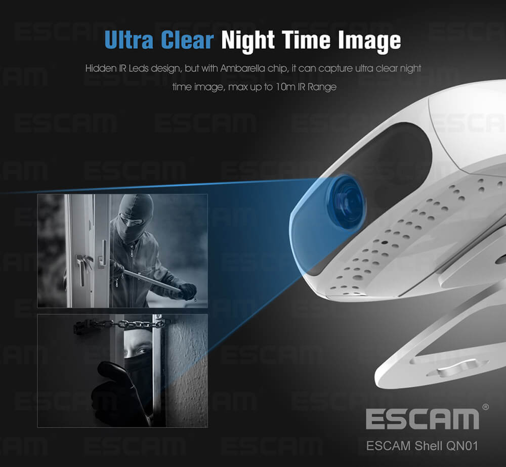 ESCAM Shell QN01 FHD 1080P WiFi Ambarella Chipet IP Camera Camcorder Night Vision Network Camera