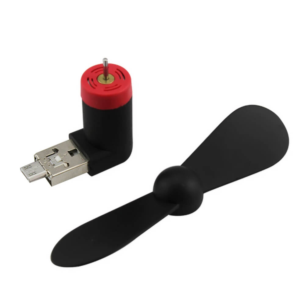 USB And Micro USB Two In One Colorful Mini Phone Fan For Android Phones And Devices With USB Ports - Black