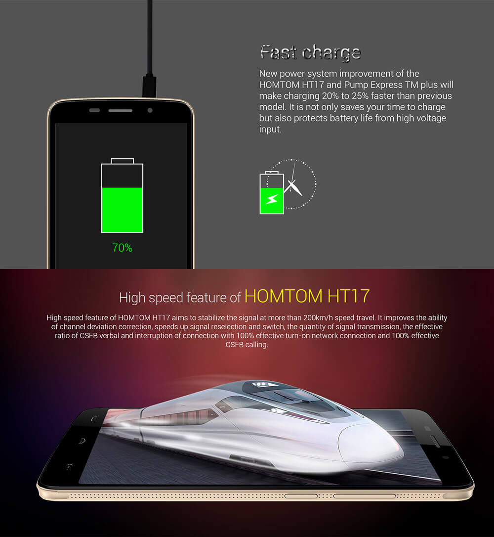[Package C]HOMTOM HT17 5.5inch HD 4G Android 6.0 MT6737 Quad Core 1GB RAM 8GB ROM Smartphone(Champange Gold) + Leather Case(Brown) + Tempered Glass