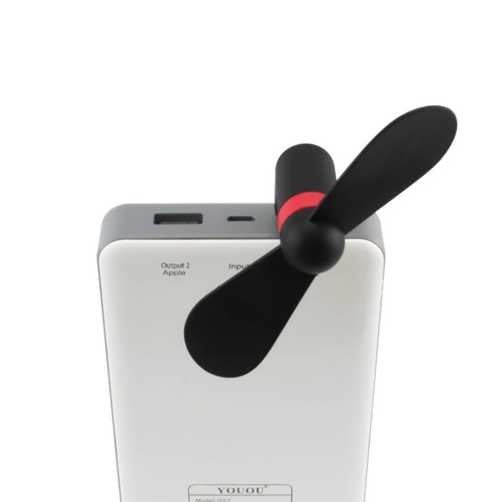 USB And Micro USB Two In One Colorful Mini Phone Fan For Android Phones And Devices With USB Ports - Black