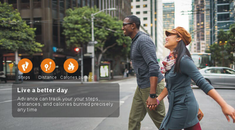 Advance Bluetooth 4.0 Sports Smart Watch 6-axis Acceleration Heart Rate Monitor Activity Fitness Tracker Call Reminder for Android iOS - Blue