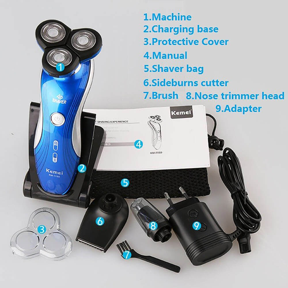 Original 3 in 1 Washable Rechargeable Electric Shaver Triple Blade