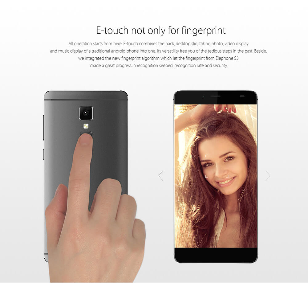 Elephone S3 5.2inch Bezel-less 2.5D Arc FHD Screen Android 6.0 MTK6753 Octa Core Smartphone 3GB 16GB 13.0MP Touch ID Fast Charge Metal Body - Black