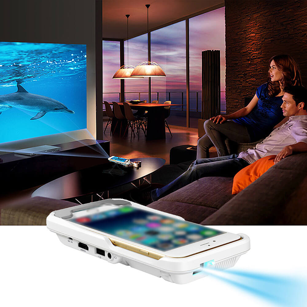 Atongm D9+ Pico 80LM 854 x480 2400mAh MINI LED DLP Projector for iPhone 6 6S Plus