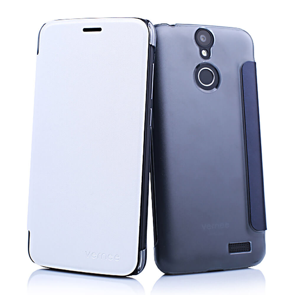 [HK Stock]Original Leather Case Protective Flip Cover Hard Shell For Vernee Thor Smartphone - White
