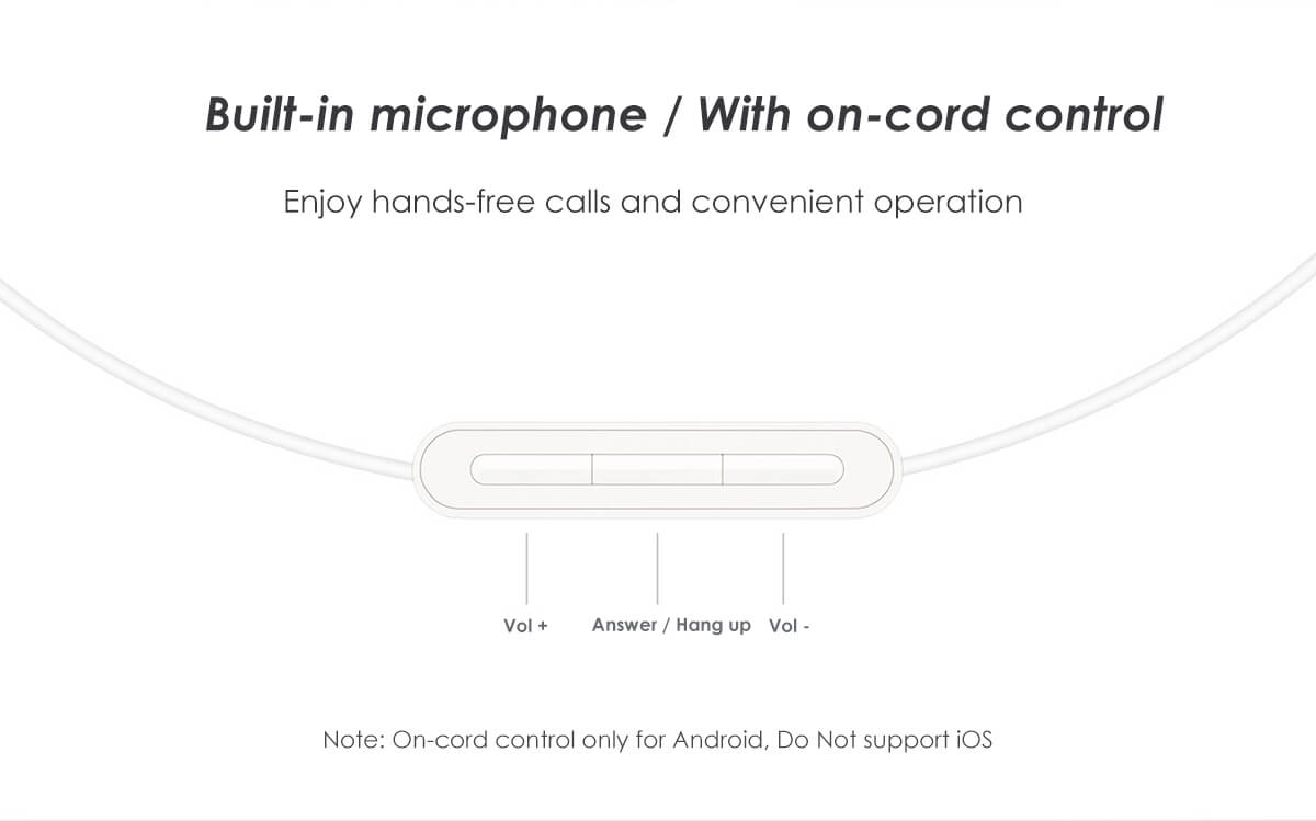 Original Xiaomi Capsule Écouteurs In-Ear Écouteur Fil Contrôle Mic pour iPhone iPod Android Smartphones - Blanc