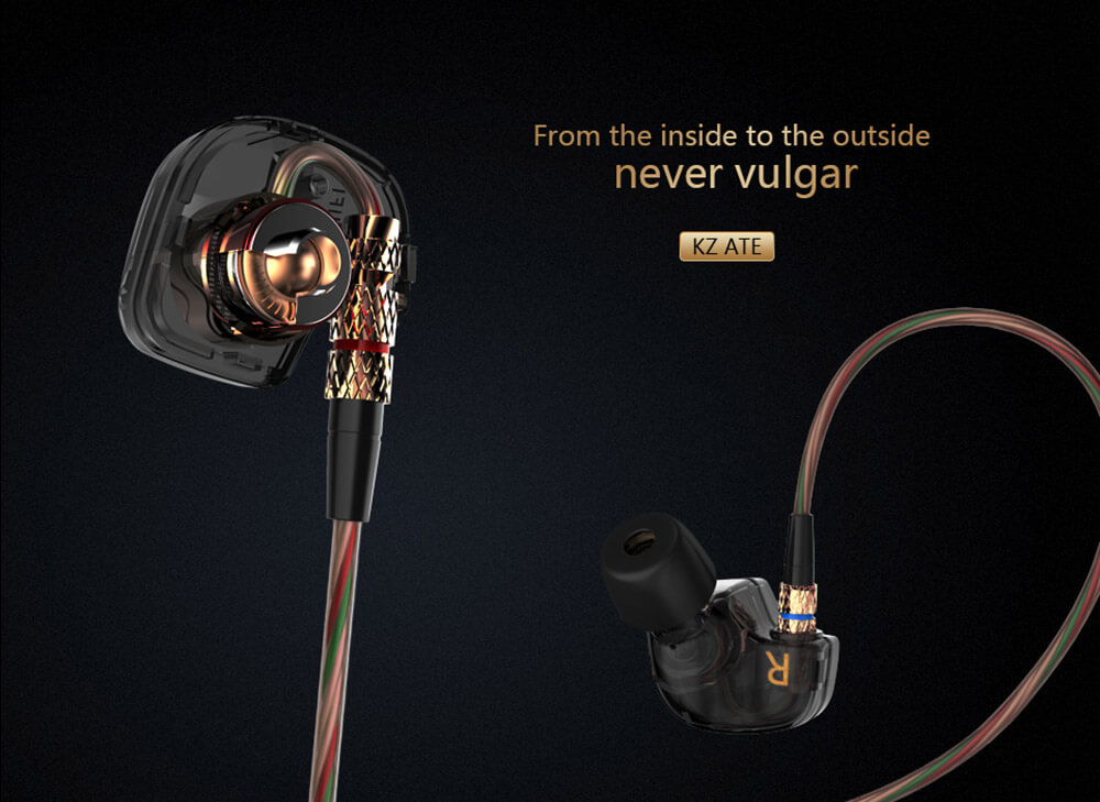 KZ-ATE 3.5mm In-Ear Earphones with Mic HiFi Stereo Headphones Super Bass Noise Canceling Sport Headset
