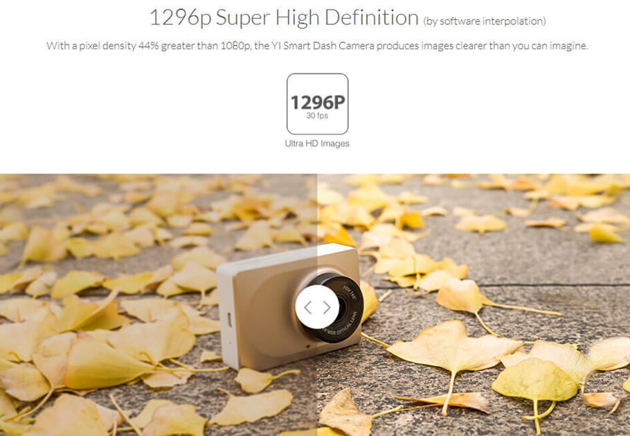 [International Edition] Xiaoyi Yi Smart Car DVR Dash Camera (Gold) + Car Suction Cup + 16GB Micro SD Card