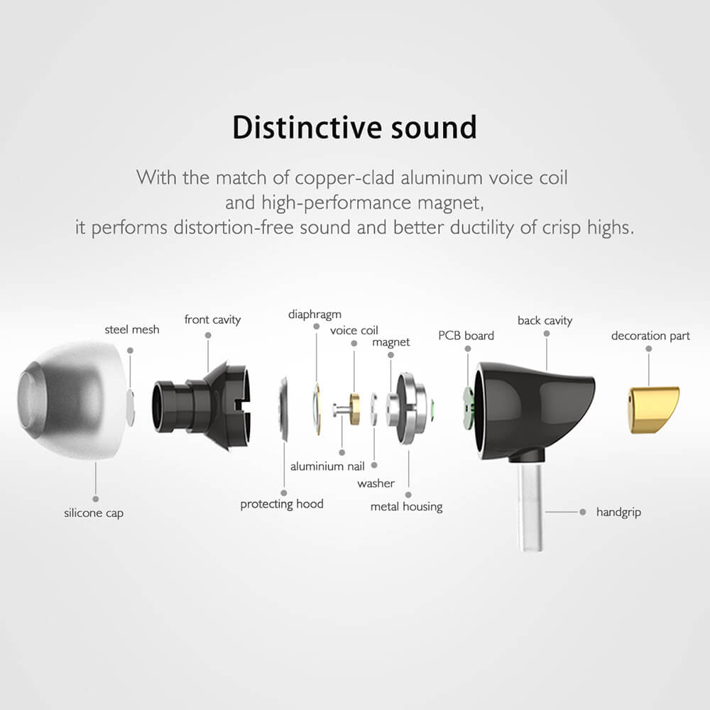 ROCK Zircon Sports Stereo Earphone Composite Vibrating Diaphragm Music Headset - Black