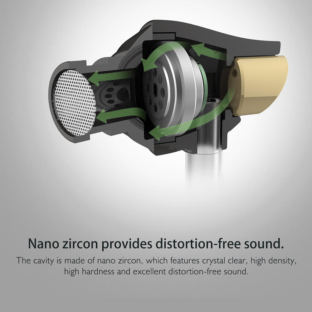 ROCK Zircon Sports Stereo Earphone Composite Vibrating Diaphragm Music Headset - Black