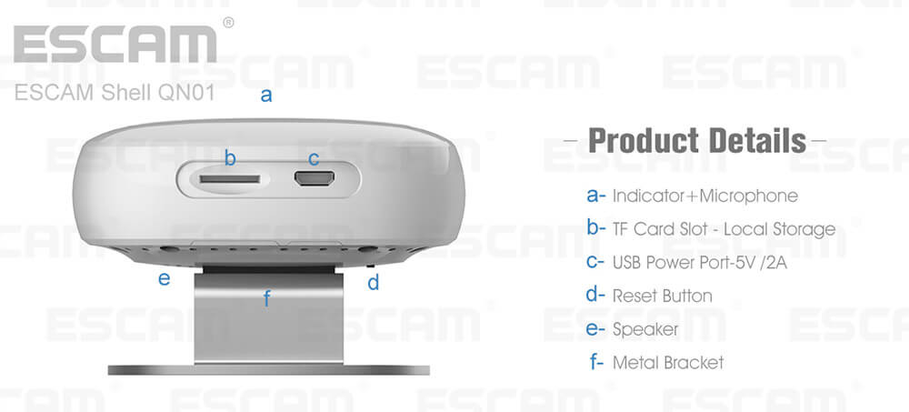 ESCAM Shell QN01 FHD 1080P WiFi Ambarella Chipet IP Camera Camcorder Night Vision Network Camera