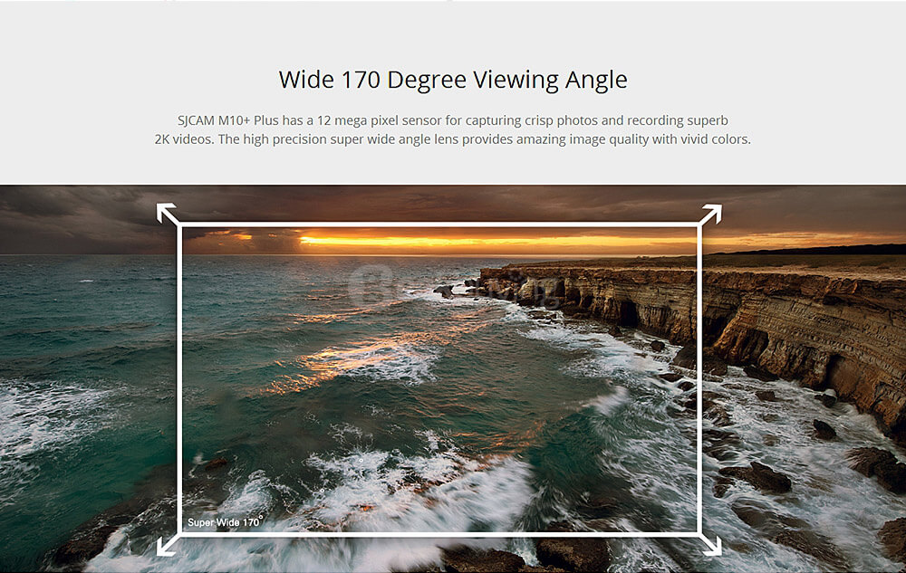 SJCAM M10 Plus Sports Camera DV 2K Resolution Novatek NTK96660 Chipset 170 Wide Angle Fisheyes Lens IP 86 Action Camera  -  Black