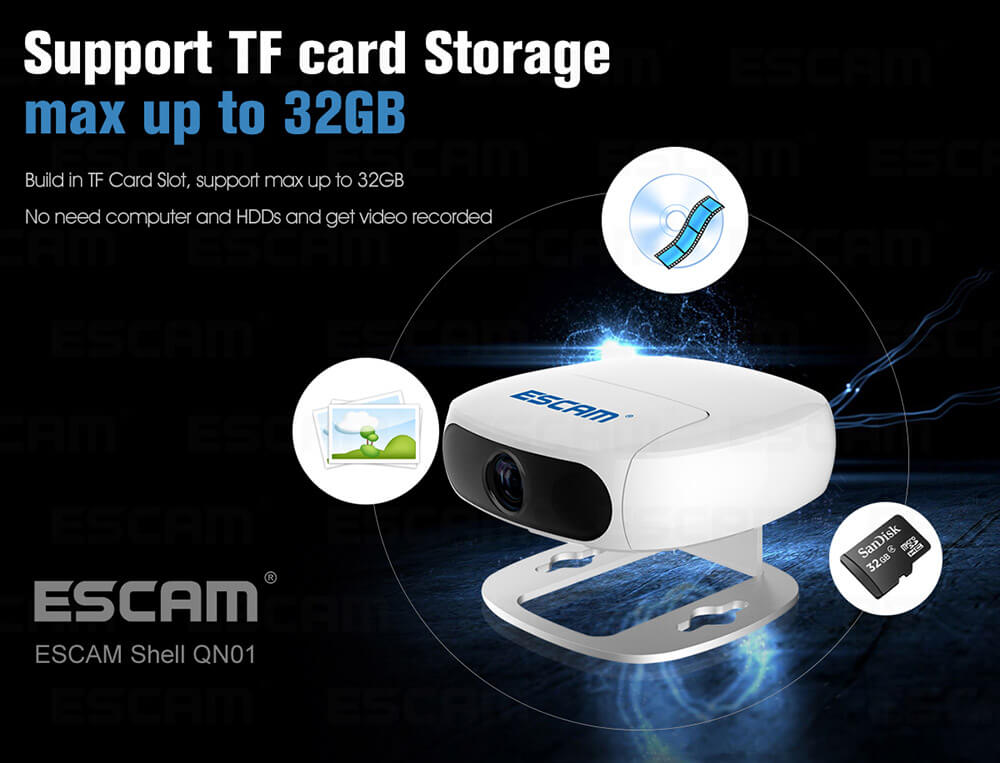 ESCAM Shell QN01 FHD 1080P WiFi Ambarella Chipet IP Camera Camcorder Night Vision Network Camera