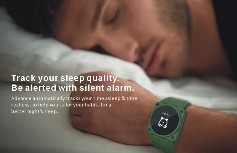 Advance Bluetooth 4.0 Sports Smart Watch 6-axis Acceleration Heart Rate Monitor Activity Fitness Tracker Call Reminder for Android iOS - Army Green