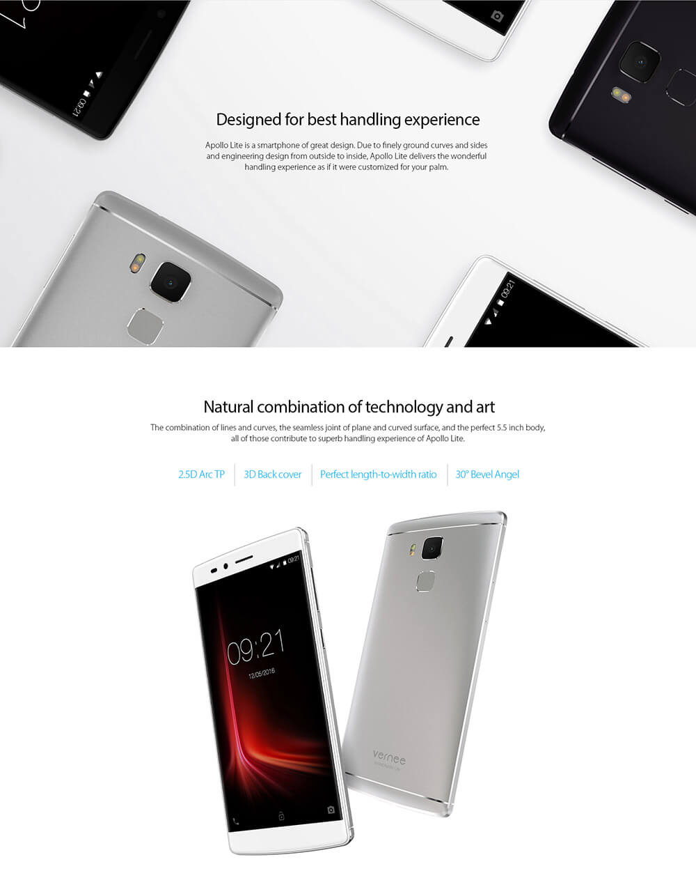 [HK Stock]Vernee Apollo Lite 5.5-Inch Android 6.0 Helio X20 MT6797 Deca Core 4GB+32GB Smartphone(Black) + Leather Case(Black) + Tempered Glass