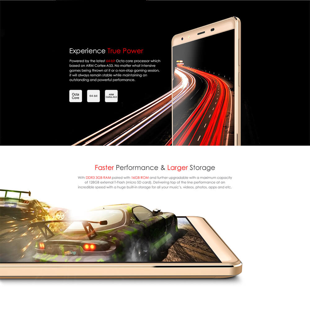 [HK Stock]Leagoo Shark 1 6.0inch FHD 4G LTE 2.5D Screen Android 5.1 3GB 16GB Smartphone 64bit MTK6753 Octa Core 13.0MP Touch ID - Gold