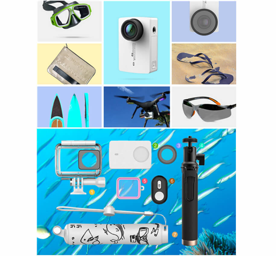 [HK Stock] [Package E] International Version Xiaoyi YI 4K Action Camera 2 (White) + Waterproof Case (White)