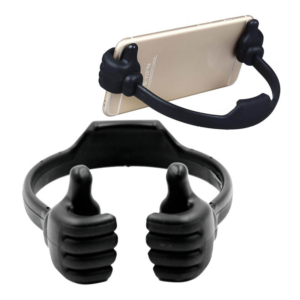 Silicone Thumb OK Design Stand Holder For Mobile Phone Android Phone Tablets iPad mini - Black