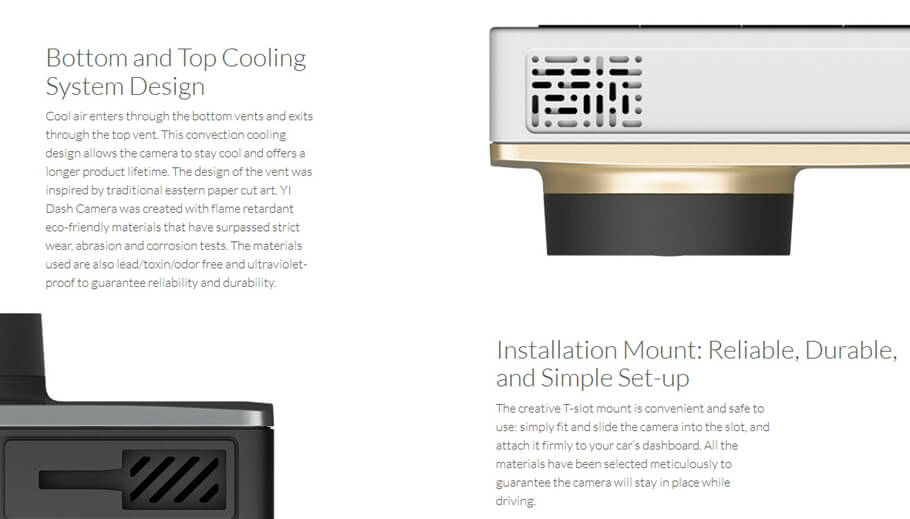 [International Edition] Xiaoyi Yi Smart Car DVR Dash Camera (Gold) + Car Suction Cup + 16GB Micro SD Card