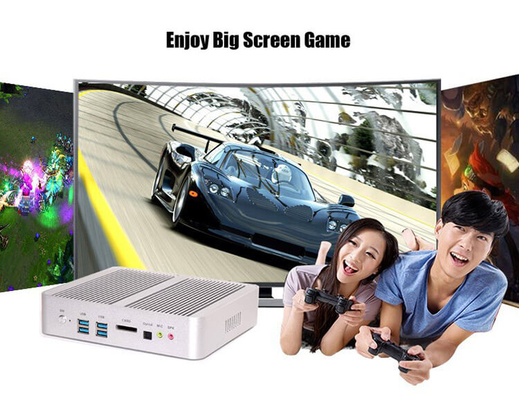 Hystou FMP03B Fanless Mini PC Intel Broadwell Core&trade; i5-5200U 4G/128G Dual HDMI WIFI Dual 1000M LAN SATA WIFI Bluetooth