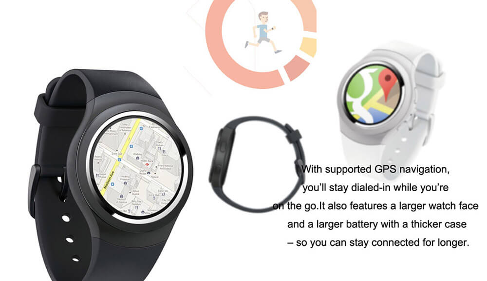 X3 (K9) Android 4.4 3G WiFi GPS Smart Watch Phone MTK6572 Dual Core 512MB RAM 4GB ROM Heart Rate Monitor Pedometer Bluetooth 4.0 For Android iOS - Black