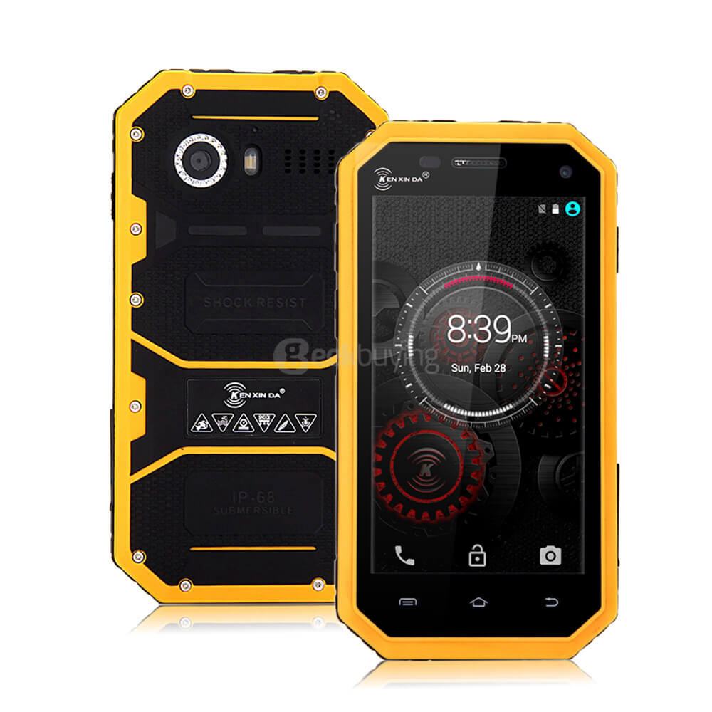 Kenxinda PROOFINGS W6 IP68 Waterproof Dustproof Shockproof 4.5inch Android 5.1 1GB 8GB Rugged Smartphone MT6735 Quad Core 2.0MP+5.0MP WIFI GPS 2600mAh  - Yellow