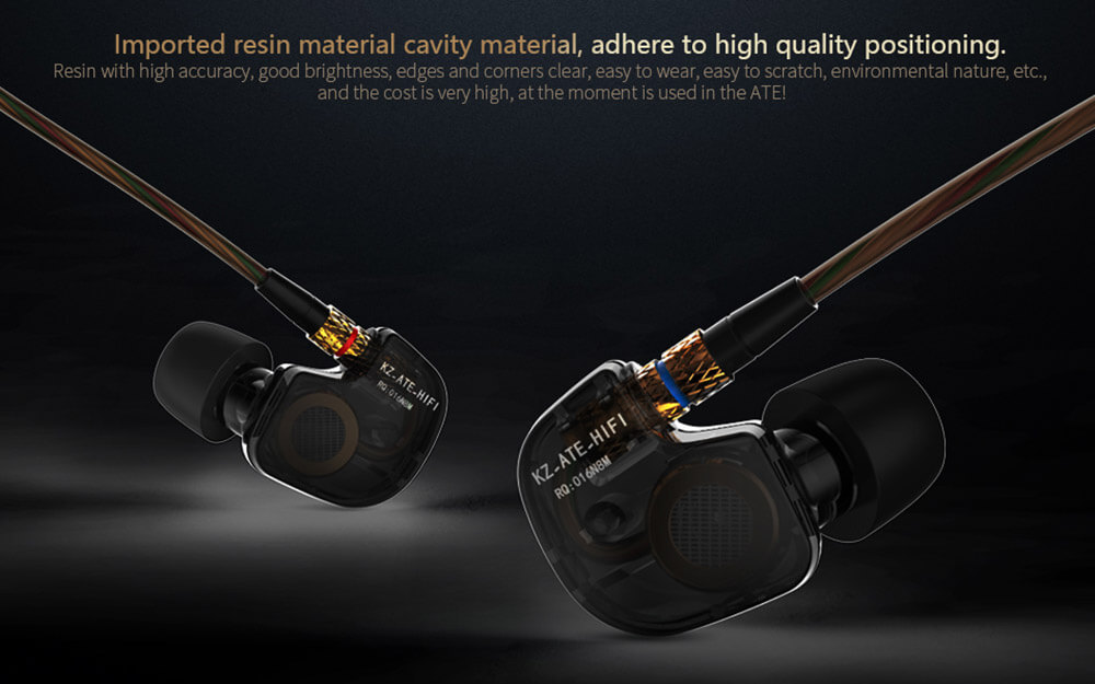 KZ-ATE 3.5mm In-Ear Earphones with Mic HiFi Stereo Headphones Super Bass Noise Canceling Sport Headset