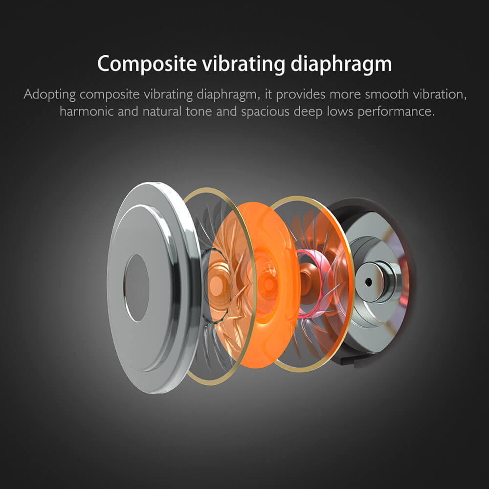 ROCK Zircon Sports Stereo Earphone Composite Vibrating Diaphragm Music Headset - Black