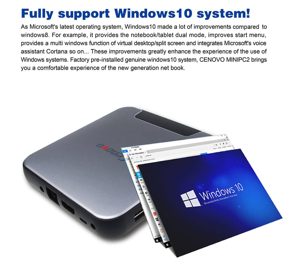 Cenovo MINI PC 2 4G/64G Intel Cherry Trail Z8300 Windows Smart Mini PC 2.4G WiFi LAN HDMI 1080P OTG - Pink+Silver