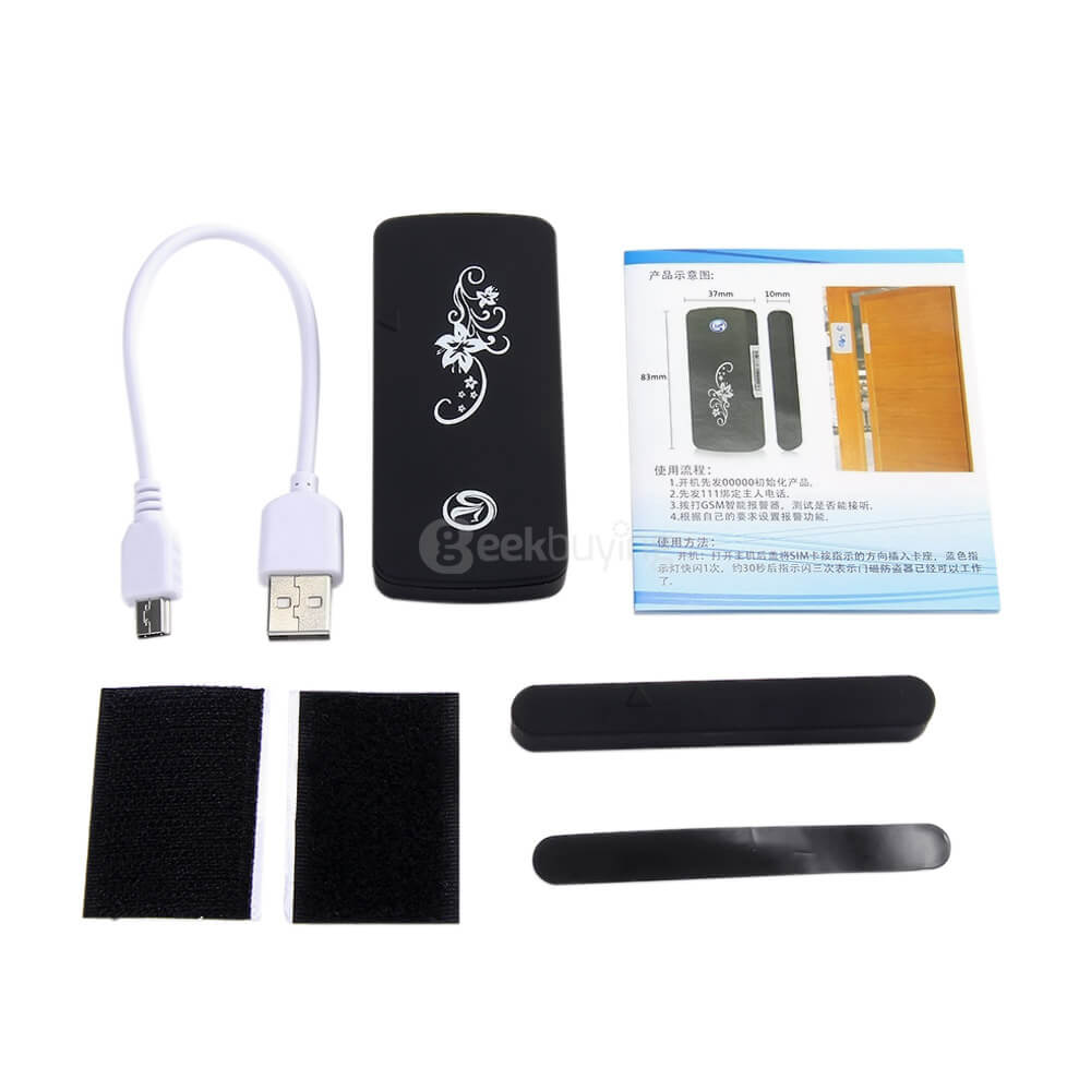GSM A11 Intelligent Wireless Magnetic Sensor & Voice Trigger Door Alarm Home Security Door LBS Alarm System - Black