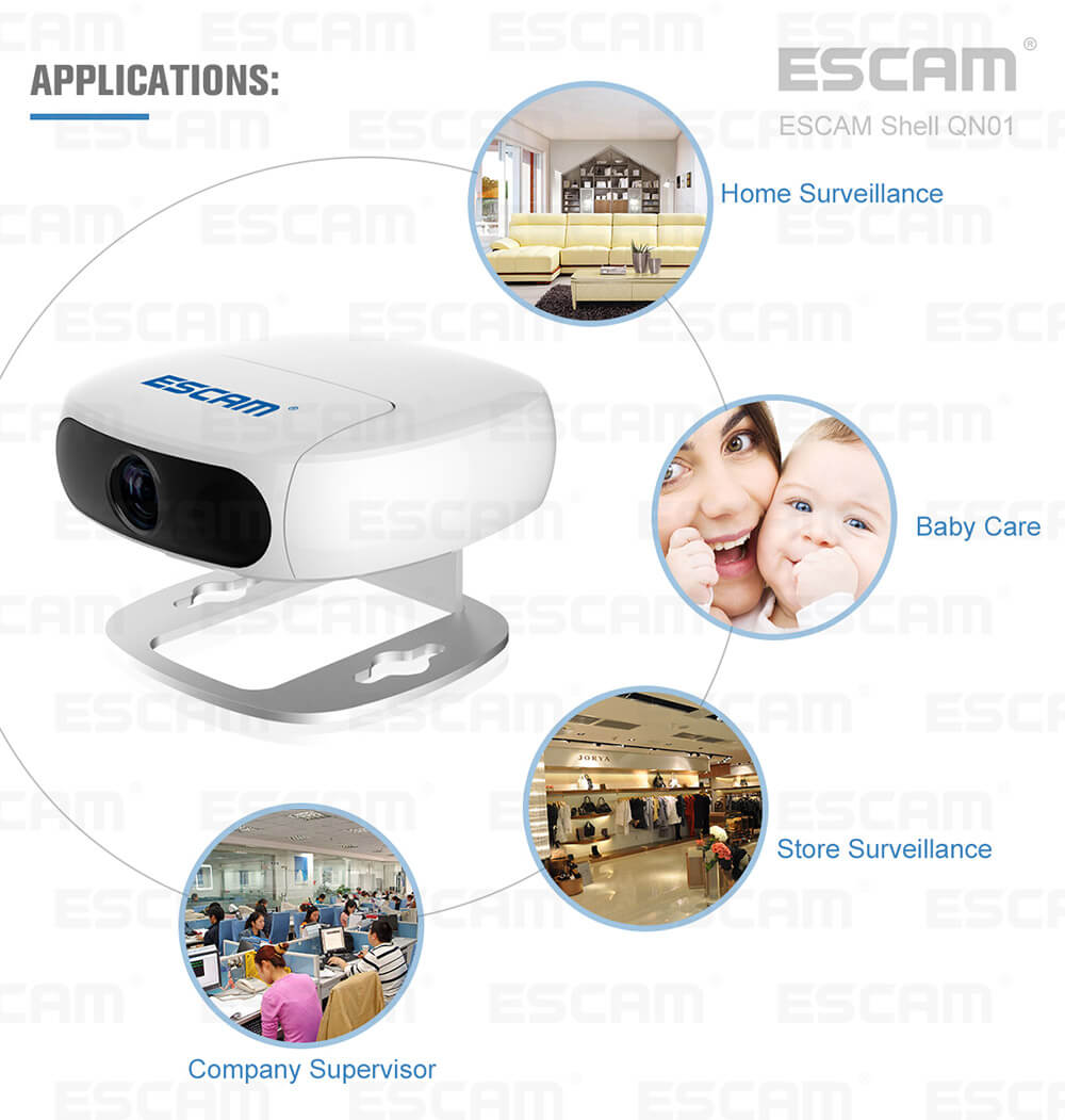 ESCAM Shell QN01 FHD 1080P WiFi Ambarella Chipet IP Camera Camcorder Night Vision Network Camera