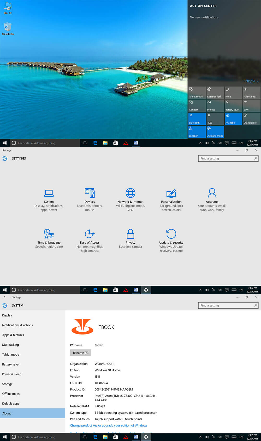 Teclast Tbook 16 2in1 Tablet 11.6 inch Dual OS Windows10 + Android 5.1 4GB/64GB Intel Cherry Trail Z8300 Quad Core 1.84GHz IPS 1920*1080 - Black