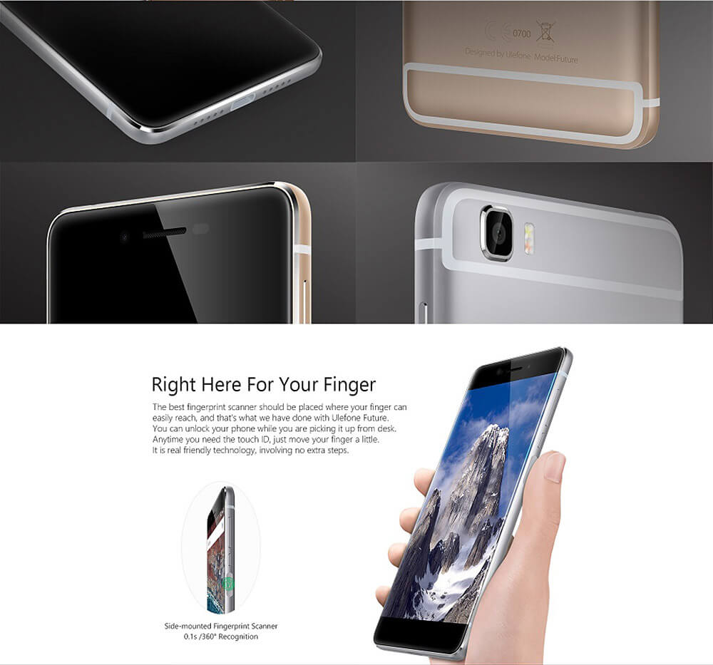 [Spain Stock]Ulefone Future 5.5inch FHD 4G Android 6.0 MTK6755 Smartphone Octa Core 4GB RAM 32GB ROM 16.0MP Touch ID Type-C OTG Fast Charge - Space Grey
