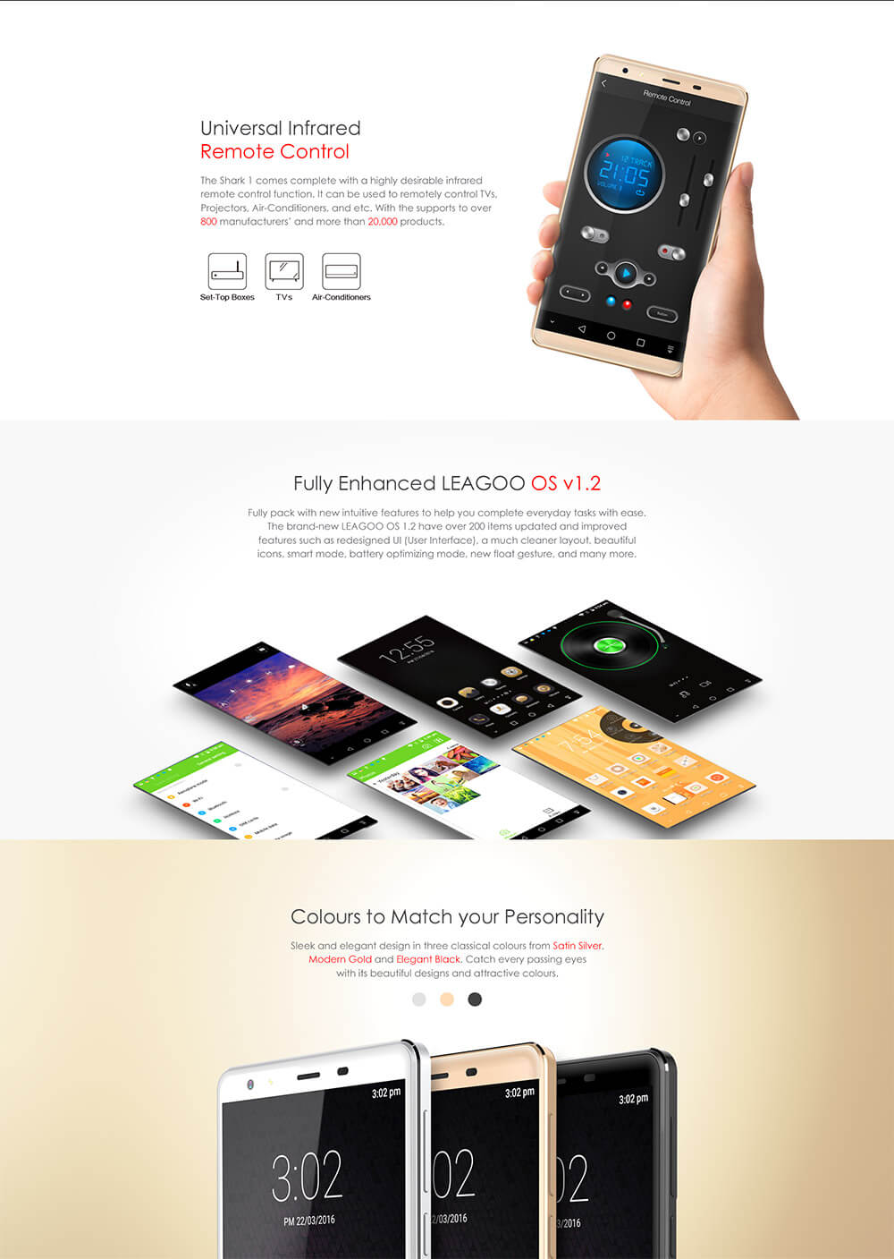 [HK Stock]Leagoo Shark 1 6.0inch FHD 4G LTE 2.5D Screen Android 5.1 3GB 16GB Smartphone 64bit MTK6753 Octa Core 13.0MP Touch ID - Silver