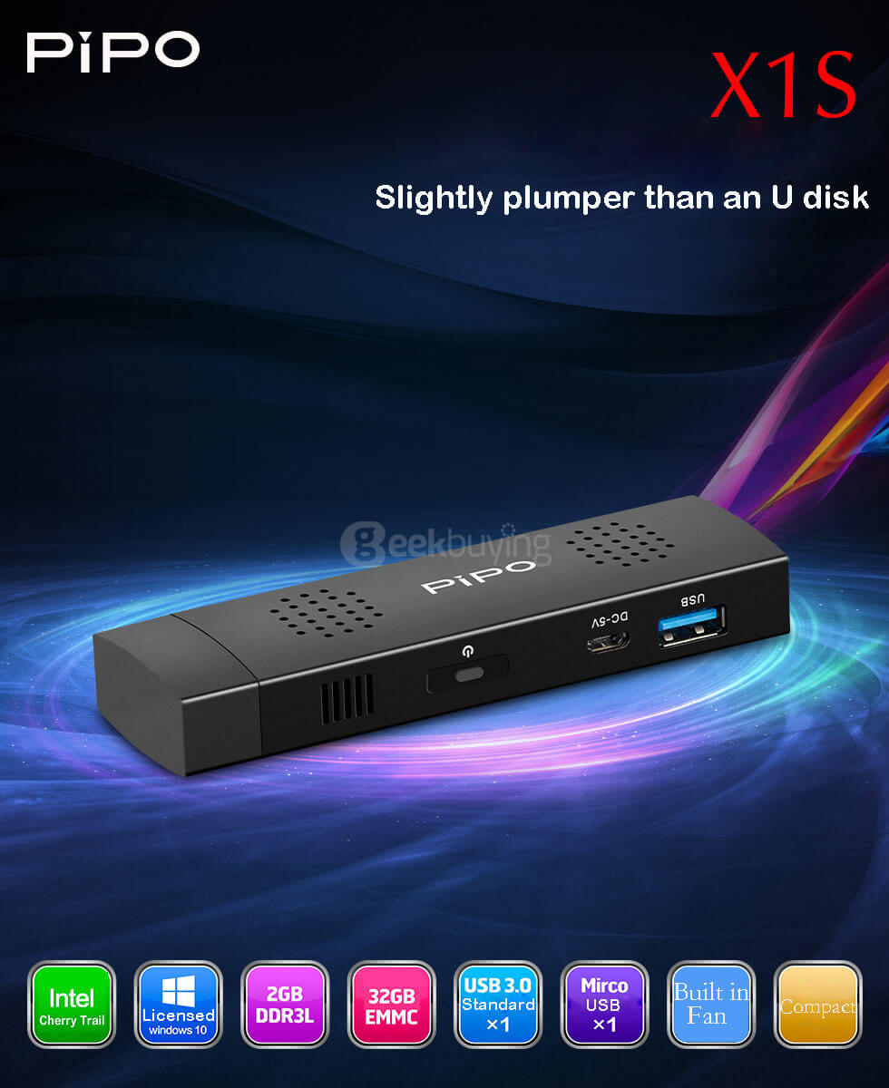 PIPO X1S Licensed Windows 10 Intel Cherry Trail Z8300 MINI PC 2G/32G WIFI Bluetooth Cooling fan