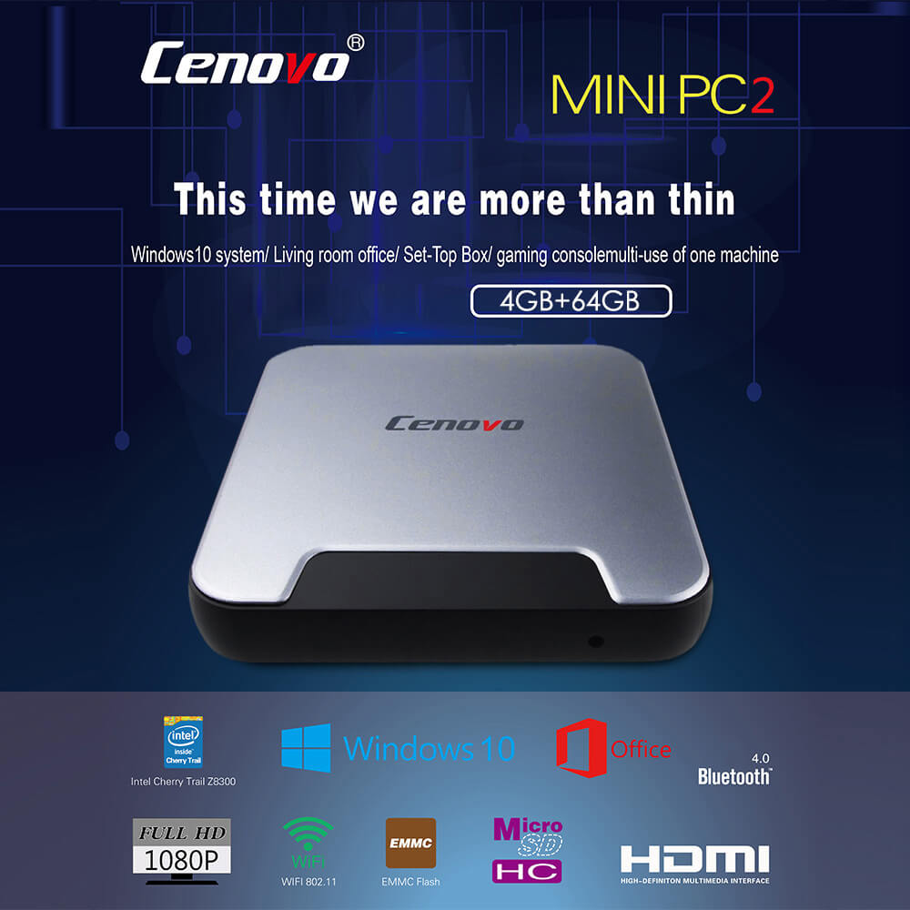 Cenovo MINI PC 2 4G/64G Intel Cherry Trail Z8300 Windows Smart Mini PC 2.4G WiFi LAN HDMI 1080P OTG - Pink+Silver